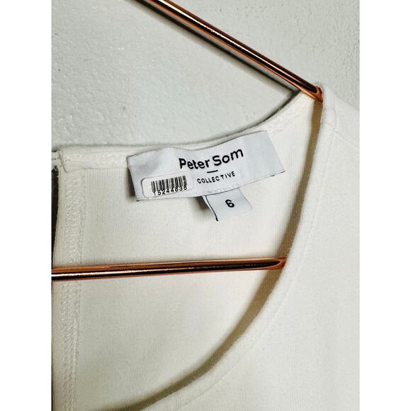 PETER SOM x RTR White 100% Cotton Puff Sleeves Eyelet Embroidered Dress Size 6 - Picture 6 of 9